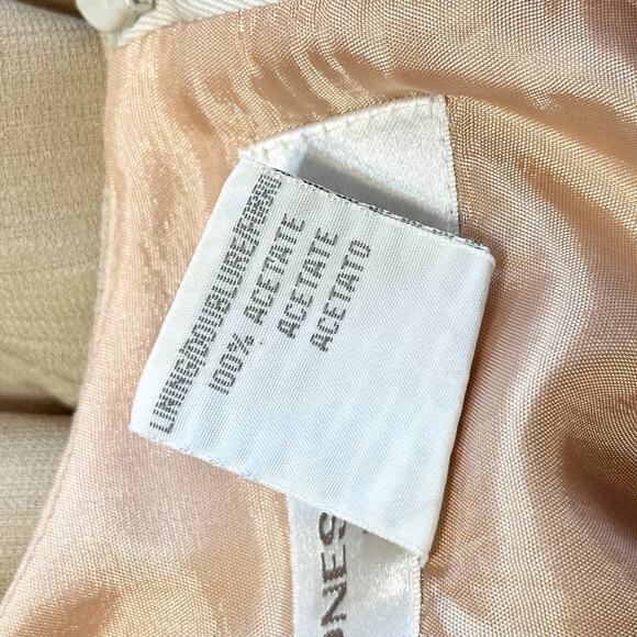 Vintage 80s Jones New York Dress Jacket Set Sz 16 Champagne Mother of Bride Glam - Picture 12 of 12